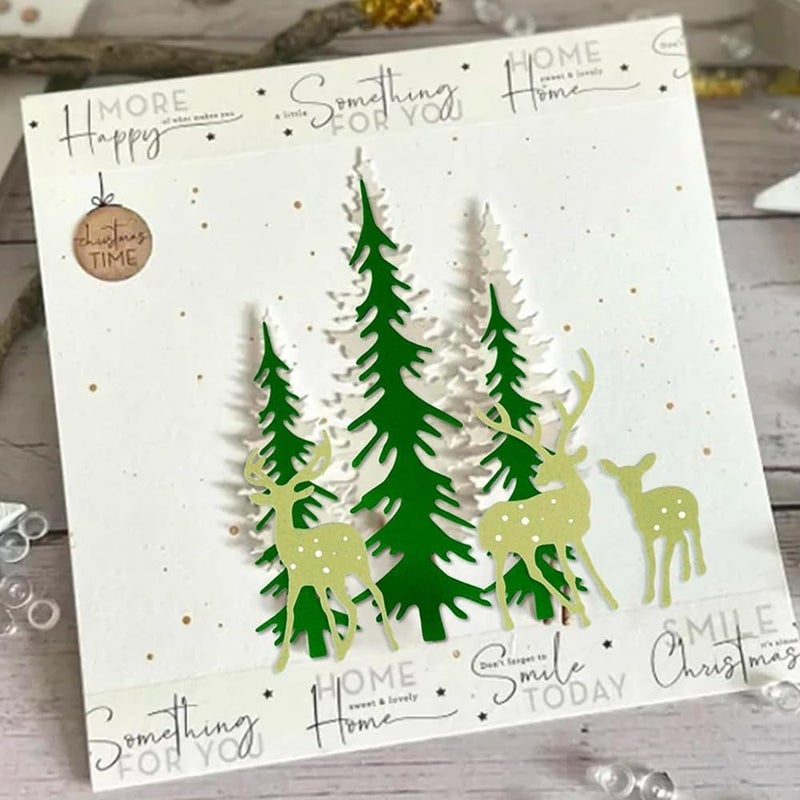 Lapoo Christmas Metal Cutting Die for Scrapbooking, 3D Backgrounds Frame New Cutting Dies DIY Album Card Making Decor Paper Metal Die Cuts Party Wedding Decorations (Elk and Forest 7.1 x 6.3 in) - Image 3